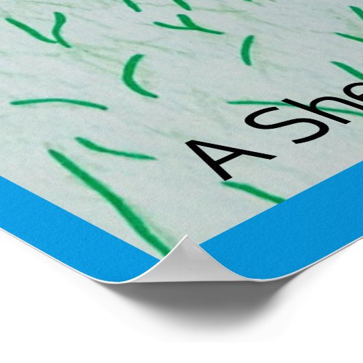 Een schaap in de wei Dikke Azure Blue Border Poster (Hoek)