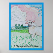 Een schaap in de wei Dikke Azure Blue Border Poster (Voorkant)