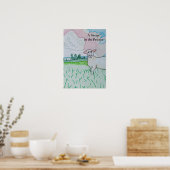 Een schaap in de weide  poster (Keuken)