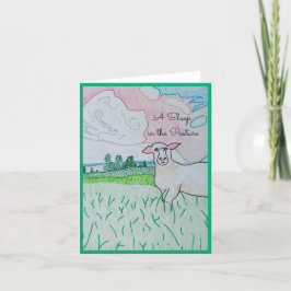 Een schaap in het weide blanke Wenskaart Bedankkaart