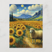 Een schaap in het Zonnebloemenveld Faux Van Gogh Briefkaart (Voorkant)