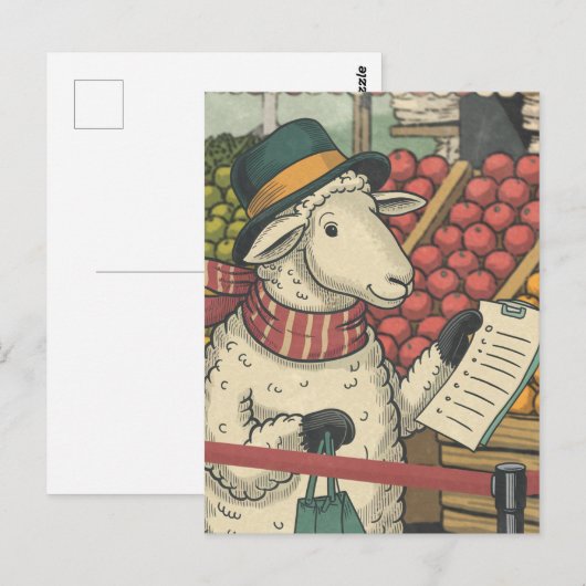 Een schapenwinkel Vintage Briefkaart (Voorkant / Achterkant)