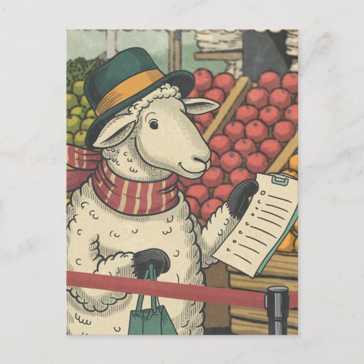 Een schapenwinkel Vintage Briefkaart (Voorkant)