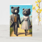 Een Schattig Beer paar op een wandeling in het par Kaart (Gele Bloem)