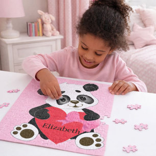 Een schattig beer van Panda met hart Legpuzzel