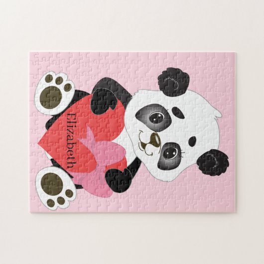 Een schattig beer van Panda met hart Legpuzzel (Horizontaal)