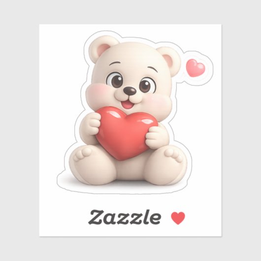Een schattig berenpersonage dat een hart vasthoudt sticker (Vel)