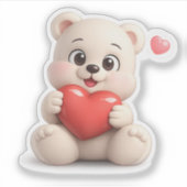 Een schattig berenpersonage dat een hart vasthoudt sticker (Voorkant)
