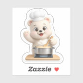 Een schattig berenpersonage dat kookt. sticker (Vel)