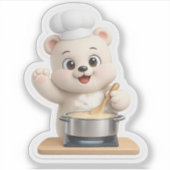 Een schattig berenpersonage dat kookt. sticker (Voorkant)