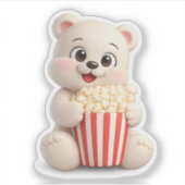 Een schattig berenpersonage dat popcorn eet. sticker (Voorkant)