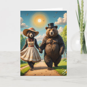 Een Schattig Berenstel op een Wandeling met Babybe Kaart