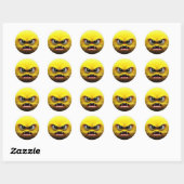 Een schattig boos fuzzy geel balpersonage ronde sticker (Vel)