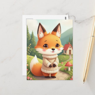 Een schattig en lief voskarakter briefkaart