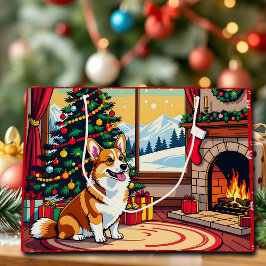 Een Schattig Festief Corgi Kerstfeest Groot Cadeauzakje