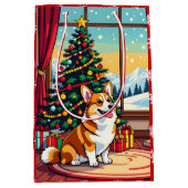 Een Schattig Festief Corgi Kerstfeest Medium Cadeauzakje (Voorkant)