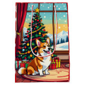 Een Schattig Festief Corgi Kerstfeest Medium Cadeauzakje (Achterkant)