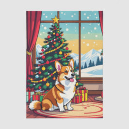 Een Schattig Festief Corgi Kerstfeest Tissuepapier
