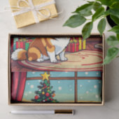Een Schattig Festief Corgi Kerstfeest Tissuepapier (Geschenk)
