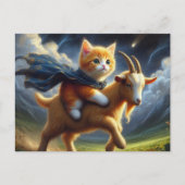 Een schattig gemberkitten op een geit briefkaart (Voorkant)