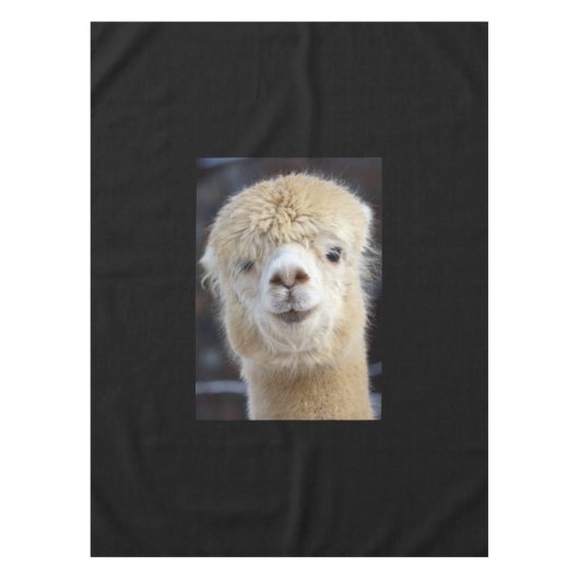 Een schattig gezicht van een alpiaca tafelkleed (Voorkant)