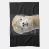 Een schattig gezicht van een alpiaca theedoek (Verticaal)