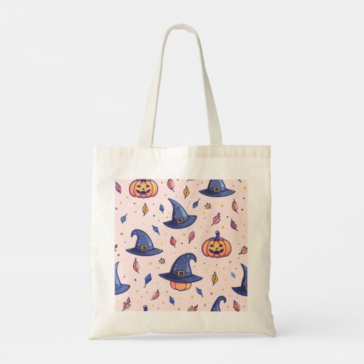 Een schattig heks pet met pompoenen en bladeren tote bag (Achterkant)