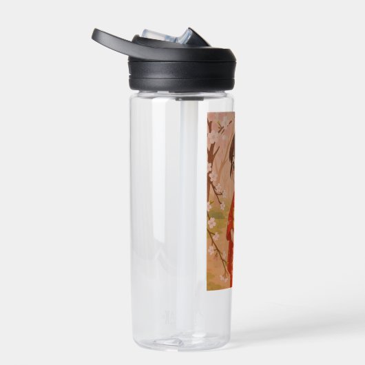 Een schattig Japans meisje in een kersenbloesemtui Waterfles (Rechts)