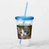 Een schattig katje met groene ogen acryl drinkbeker (Achterkant)