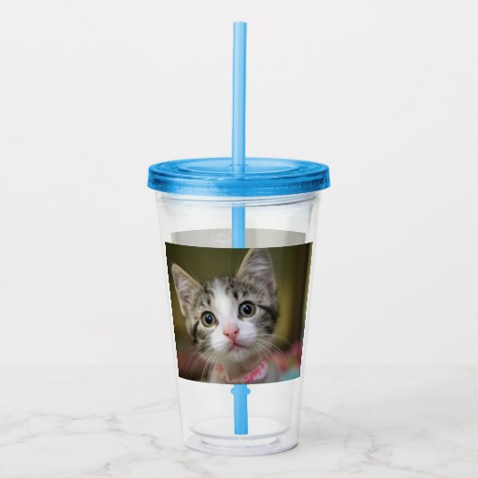 Een schattig katje met groene ogen acryl drinkbeker (Voorkant)