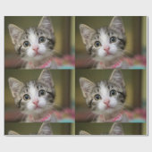Een schattig katje met groene ogen cadeaupapier (Vlak)
