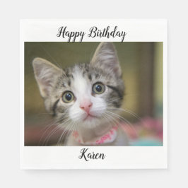 Een schattig katje met groene ogen servet