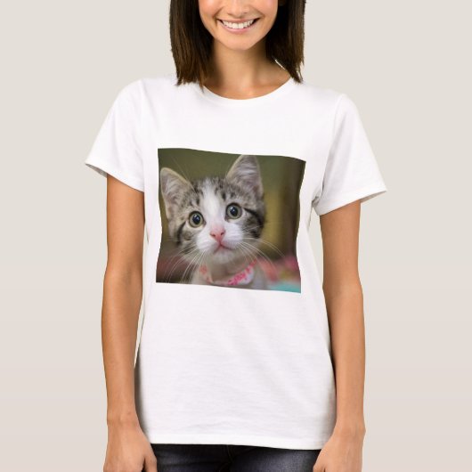 Een schattig katje met groene ogen t-shirt (Voorkant)