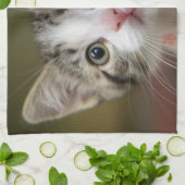 Een schattig katje met groene ogen theedoek (Gevouwen)