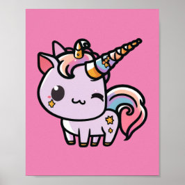 Een schattig kawaii eenhoorn poster