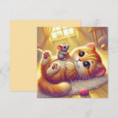 Een schattig Kitten en Muis Print Design Kaart (Voorkant / Achterkant)