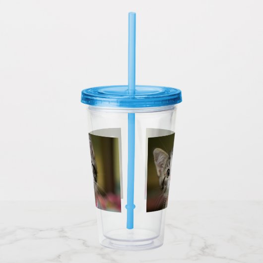 Een schattig kitten met groene ogen acryl drinkbeker (Rechts)