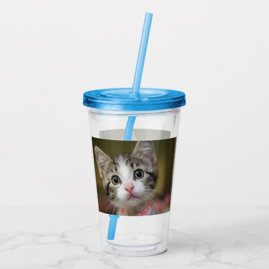 Een schattig kitten met groene ogen acryl drinkbeker (Achterkant)