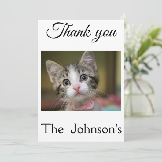 Een schattig kitten met groene ogen bedankkaart (Staand voorkant)