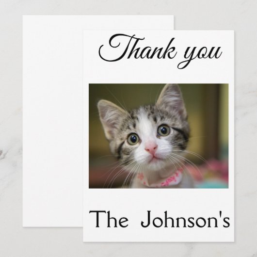 Een schattig kitten met groene ogen bedankkaart (Voorkant / Achterkant)