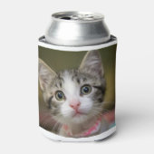 Een schattig kitten met groene ogen blikjeskoeler (Blikje Voorkant)