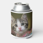 Een schattig kitten met groene ogen blikjeskoeler (Blikje Achterkant)