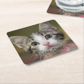 Een schattig kitten met groene ogen kartonnen onderzetters (Schuin)