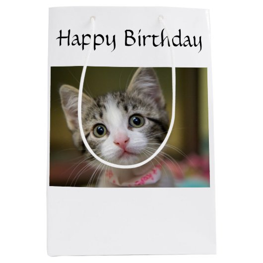 Een schattig kitten met groene ogen medium cadeauzakje (Voorkant)