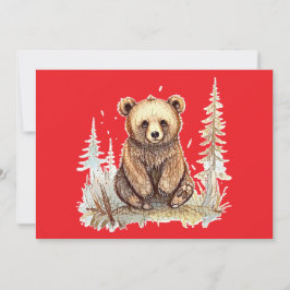 Een schattig klein beer - Artistiek illustratieont Feestdagenkaart
