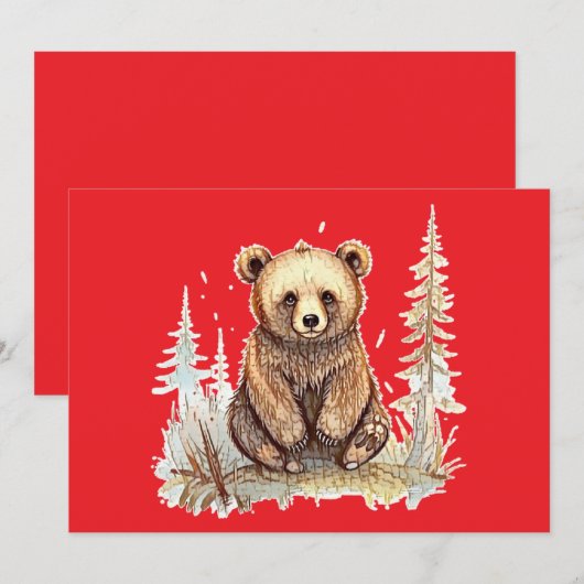 Een schattig klein beer - Artistiek illustratieont Feestdagenkaart (Voorkant / Achterkant)