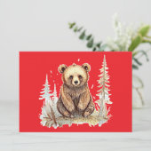 Een schattig klein beer - Artistiek illustratieont Feestdagenkaart (Staand voorkant)