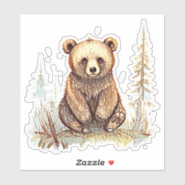 Een schattig klein beer - Artistiek illustratieont Sticker