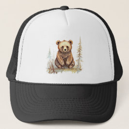 Een schattig klein beer - Artistiek illustratieont Trucker Pet