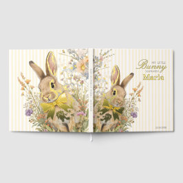 Een schattig klein bloemenkonijn Geel lint babyfee Gastenboek